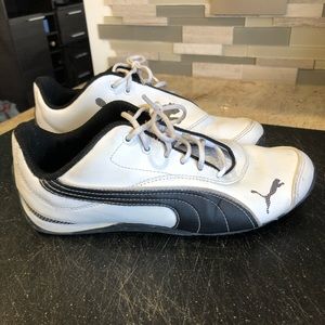 Puma white and black shoes